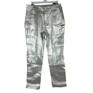 Blue B. Collection Womens Silver Metallic Pants Size Medium
